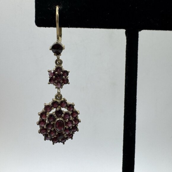 Stunning VTG Sterling Silver Garnet & Agate Set Necklace Earrings Ring Circa 50s - Picture 5 of 16
